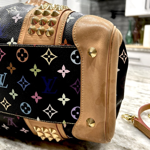 Louis Vuitton Authentic Courtney Black Murakami Studded Bag - Picture 7 of 16